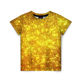 Детская футболка 3D с принтом Золотой блеск , 100% гипоаллергенный полиэфир | прямой крой, круглый вырез горловины, длина до линии бедер, чуть спущенное плечо, ткань немного тянется | abstraction | gold | rich | texture | богатство | золотая абстракция | золото | кубики | текстура