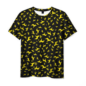 Мужская футболка 3D с принтом Желтые собачки , 100% полиэфир | прямой крой, круглый вырез горловины, длина до линии бедер | Тематика изображения на принте: dog | new year | животные | новый год | символ | собака