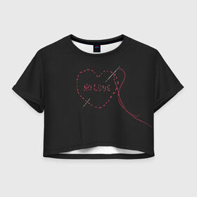 Женская футболка 3D укороченная с принтом Face / No Love / Фэйс , 100% полиэстер | круглая горловина, длина футболки до линии талии, рукава с отворотами | Тематика изображения на принте: rap | рэпер | фейс | фэйс