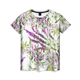 Женская футболка 3D с принтом Лаванда , 100% полиэфир ( синтетическое хлопкоподобное полотно) | прямой крой, круглый вырез горловины, длина до линии бедер | Тематика изображения на принте: vppdgryphon | арт | лаванда | лес | тропики | франция | цветок | цветы