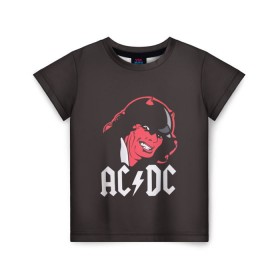 Детская футболка 3D с принтом Чёрт AC/DC , 100% гипоаллергенный полиэфир | прямой крой, круглый вырез горловины, длина до линии бедер, чуть спущенное плечо, ткань немного тянется | Тематика изображения на принте: ac dc | acdc | ангус янг | блюз рок | крис слэйд | рок группа | рок н ролл | стиви янг | хард рок | эксл роуз