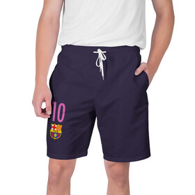 Мужские шорты 3D с принтом Barca Messi 1 ,  полиэстер 100% | прямой крой, два кармана без застежек по бокам. Мягкая трикотажная резинка на поясе, внутри которой широкие завязки. Длина чуть выше колен | barcelona | messi | барса | барселона | месси | футбол