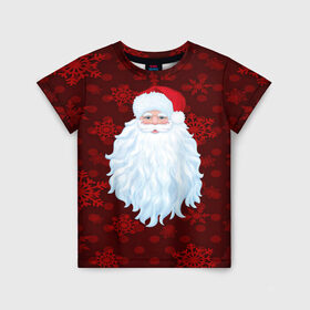Детская футболка 3D с принтом Санта Клаус , 100% гипоаллергенный полиэфир | прямой крой, круглый вырез горловины, длина до линии бедер, чуть спущенное плечо, ткань немного тянется | christmas | new year | santa | дед мороз | елка | елочки | новогодний | новый год | рождество | сантаклаус | снег | снежинки