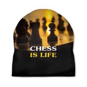 Шапка 3D с принтом Шахматы - это жизнь , 100% полиэстер | универсальный размер, печать по всей поверхности изделия | chess | game | sport | гроссмейстер | закат | игра | интеллект | солнце | спорт | фигура | шахматист | шахматы