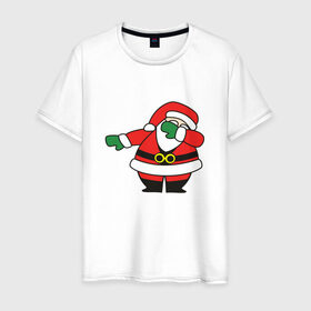 Мужская футболка хлопок с принтом Дед Мороз DAB , 100% хлопок | прямой крой, круглый вырез горловины, длина до линии бедер, слегка спущенное плечо. | 