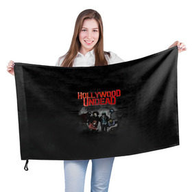 Флаг 3D с принтом Группа Hollywood Undead , 100% полиэстер | плотность ткани — 95 г/м2, размер — 67 х 109 см. Принт наносится с одной стороны | 