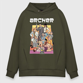 Мужское худи Oversize хлопок с принтом Archer , френч-терри — 70% хлопок, 30% полиэстер. Мягкий теплый начес внутри —100% хлопок | боковые карманы, эластичные манжеты и нижняя кромка, капюшон на магнитной кнопке | archer | герцогиня | мульсериал | мультфильм | спецагент арчер | стерлинг арчер