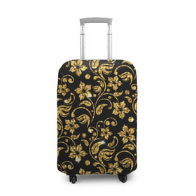 Чехол для чемодана 3D с принтом Люкс , 86% полиэфир, 14% спандекс | двустороннее нанесение принта, прорези для ручек и колес | diamond | flowers | gold | golden | блеск | богатство | бриллиант | злато | золото | орнамент | узор | цветы