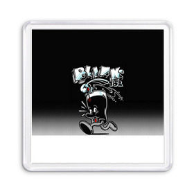 Магнит 55*55 с принтом Заяц в стакане Blink-182 , Пластик | Размер: 65*65 мм; Размер печати: 55*55 мм | blink | альтернативный рок | блинк | группа | марк хоппус | музыка | мэтт скиба | надпись | панк | панк рок | песни | поп панк | рок | скейт панк | смайл | смайлик | трэвис баркер