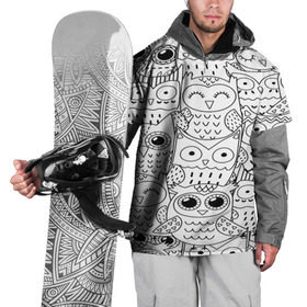 Накидка на куртку 3D с принтом Совушки pattern , 100% полиэстер |  | bird | owl | животные | ночные птицы | птицы | совы