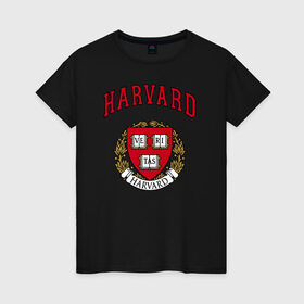 Женская футболка хлопок с принтом Harvard university , 100% хлопок | прямой крой, круглый вырез горловины, длина до линии бедер, слегка спущенное плечо | вуз | гарвард | герб | лига плюща | массачусетс | престижный | сша | университет