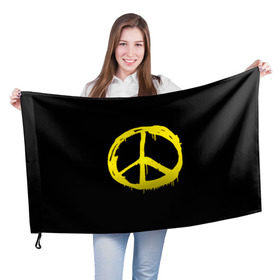 Флаг 3D с принтом Peace , 100% полиэстер | плотность ткани — 95 г/м2, размер — 67 х 109 см. Принт наносится с одной стороны | peace | vppdgryphon | арт | краска | мирный | миролюбивый | пацифик | прикольные | хиппи | цветные