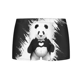 Мужские трусы 3D с принтом Panda love , 50% хлопок, 50% полиэстер | классическая посадка, на поясе мягкая тканевая резинка | Тематика изображения на принте: 14 февраля | love | panda | panda love | день святого валентина | любовь | панда