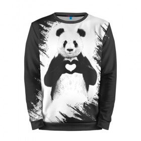 Мужской свитшот 3D с принтом Panda love , 100% полиэстер с мягким внутренним слоем | круглый вырез горловины, мягкая резинка на манжетах и поясе, свободная посадка по фигуре | Тематика изображения на принте: 14 февраля | love | panda | panda love | день святого валентина | любовь | панда