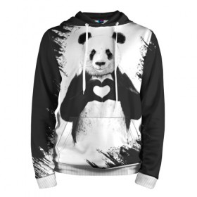 Мужская толстовка 3D с принтом Panda love , 100% полиэстер | двухслойный капюшон со шнурком для регулировки, мягкие манжеты на рукавах и по низу толстовки, спереди карман-кенгуру с мягким внутренним слоем. | Тематика изображения на принте: 14 февраля | love | panda | panda love | день святого валентина | любовь | панда