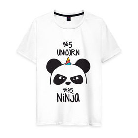 Мужская футболка хлопок с принтом Unicorn ninja , 100% хлопок | прямой крой, круглый вырез горловины, длина до линии бедер, слегка спущенное плечо. | panda dab | unicorn ninja