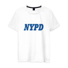 Мужская футболка хлопок с принтом NYPD , 100% хлопок | прямой крой, круглый вырез горловины, длина до линии бедер, слегка спущенное плечо. | Тематика изображения на принте: new york police department | департамент | нью йорк