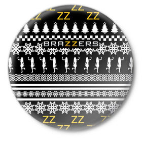 Значок с принтом Brazzers Новогодний ,  металл | круглая форма, металлическая застежка в виде булавки | brand | brazzers | fake taxi | faketaxi | hub | mode | new year | playboy | бразерс | бренд | мода | новогодний | новогодний brazzers | новогодний браззерс | новый год | фейк такси