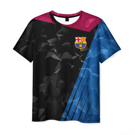 Мужская футболка 3D с принтом FC Barca 2018 Creative uniform , 100% полиэфир | прямой крой, круглый вырез горловины, длина до линии бедер | Тематика изображения на принте: fc | fc barcelona | fcb | барселона | спорт | спортивные | фк | футбол | футбольный клуб