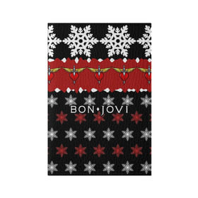 Обложка для паспорта матовая кожа с принтом Праздничный Bon Jovi , натуральная матовая кожа | размер 19,3 х 13,7 см; прозрачные пластиковые крепления | bon | jovi | бон | группа | джови | новогодний | новый год | праздник | рождество | рок | снежинки