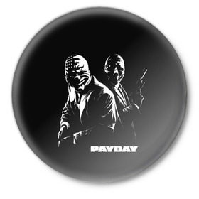 Значок с принтом Payday ,  металл | круглая форма, металлическая застежка в виде булавки | chains | dallas | heist | hoxton | payday | the heist | wolf | банк | грабители | мафиози | мафия | наемники | ограбление