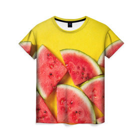 Женская футболка 3D с принтом арбуз , 100% полиэфир ( синтетическое хлопкоподобное полотно) | прямой крой, круглый вырез горловины, длина до линии бедер | berry | food | fruit | health | rest | summer | vegan | vegetarianism | vitamins | watermelon | арбуз | веган | вегетарианство | витамины | еда | здоровье | лето | отдых | фрукты | ягода