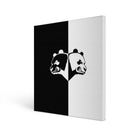 Холст квадратный с принтом Панда , 100% ПВХ |  | Тематика изображения на принте: бамбук | бамбуковый медведь | белый | голова | два | животное | злость | красная книга | крутой | мишка | оскал | панда | прикольный | тату | цвета | чб | черный | ярость