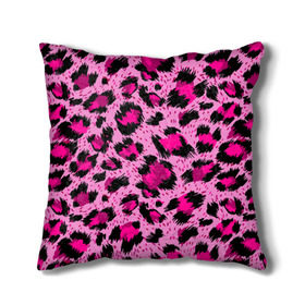 Подушка 3D с принтом Розовый леопард , наволочка – 100% полиэстер, наполнитель – холлофайбер (легкий наполнитель, не вызывает аллергию). | состоит из подушки и наволочки. Наволочка на молнии, легко снимается для стирки | гепард | леопард