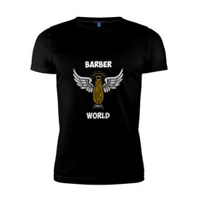 Мужская футболка премиум с принтом Barber world , 92% хлопок, 8% лайкра | приталенный силуэт, круглый вырез ворота, длина до линии бедра, короткий рукав | барбер | барбершоп | цирюльник