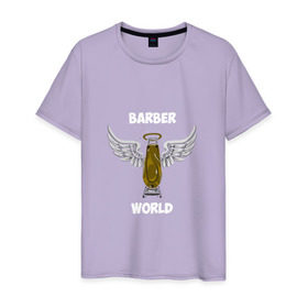 Мужская футболка хлопок с принтом Barber world , 100% хлопок | прямой крой, круглый вырез горловины, длина до линии бедер, слегка спущенное плечо. | барбер | барбершоп | цирюльник