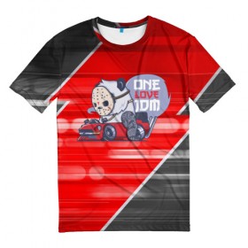 Мужская футболка 3D с принтом ONE LOVE JDM , 100% полиэфир | прямой крой, круглый вырез горловины, длина до линии бедер | Тематика изображения на принте: car | jdm | jdm style | автомобиль | маска | машины | панда | стайлинг | стиль | тачки | тюнинг