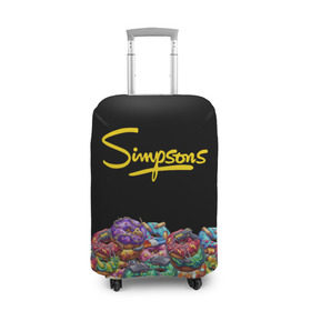 Чехол для чемодана 3D с принтом SIMPSONS , 86% полиэфир, 14% спандекс | двустороннее нанесение принта, прорези для ручек и колес | simpsons | еда | пончики | симпсоны