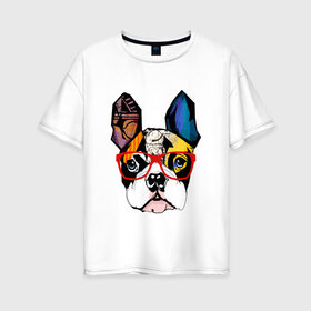 Женская футболка хлопок Oversize с принтом Лоскутный бульдог , 100% хлопок | свободный крой, круглый ворот, спущенный рукав, длина до линии бедер
 | бульдог | домашние животные | пес | песик | собака | собачка | французский бульдог