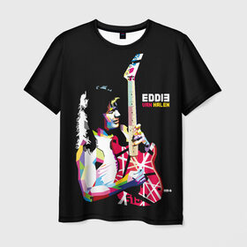 Мужская футболка 3D с принтом Eddie Van Halen , 100% полиэфир | прямой крой, круглый вырез горловины, длина до линии бедер | american | composer | eddie van halen | guitari | peavey | singer | van halen | warner bros | американский | баритон | виртуоз | гитарист | голландия | искусство | композитор | королевство нидерландов | певец | поп арт | хард рок