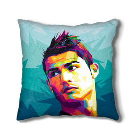 Подушка 3D с принтом Cristiano Ronaldo , наволочка – 100% полиэстер, наполнитель – холлофайбер (легкий наполнитель, не вызывает аллергию). | состоит из подушки и наволочки. Наволочка на молнии, легко снимается для стирки | криштиану | реал мадрид | роналду
