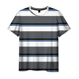Мужская футболка 3D с принтом Моряк , 100% полиэфир | прямой крой, круглый вырез горловины, длина до линии бедер | белый | для | море | морская | морской | моряк | моряка | мужчины | настроение | подарок | полосы | серый | синий | спокойствие | тельняшка | тема | черный