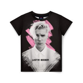 Детская футболка 3D с принтом Justin Bieber / Pink splash , 100% гипоаллергенный полиэфир | прямой крой, круглый вырез горловины, длина до линии бедер, чуть спущенное плечо, ткань немного тянется | bieber | justin bieber | бибер | джастин бибер