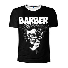 Мужская футболка 3D спортивная с принтом БАРБЕР 2-х сторонняя , 100% полиэстер с улучшенными характеристиками | приталенный силуэт, круглая горловина, широкие плечи, сужается к линии бедра | Тематика изображения на принте: barbershop | барбер | барбершоп