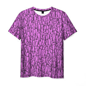 Мужская футболка 3D с принтом Розовые кактусы , 100% полиэфир | прямой крой, круглый вырез горловины, длина до линии бедер | Тематика изображения на принте: гламур | гламурный | кактус | колючки | мексика | паттерн | пустыня | растения | розовый | шипы