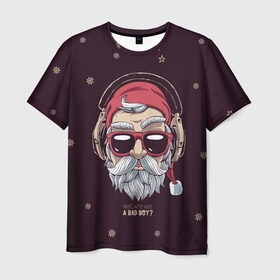 Мужская футболка 3D с принтом Who was a bad boy? , 100% полиэфир | прямой крой, круглый вырез горловины, длина до линии бедер | bad | beard | boy | christmas | hipster | new year | santa | борода | дед мороз | новый год | рождество | санта | хипстер