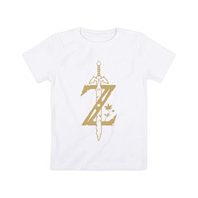 Детская футболка хлопок с принтом The Legend of Zelda , 100% хлопок | круглый вырез горловины, полуприлегающий силуэт, длина до линии бедер | Тематика изображения на принте: legend of zelda | link | зельда | линк