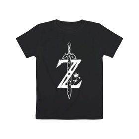 Детская футболка хлопок с принтом Z , 100% хлопок | круглый вырез горловины, полуприлегающий силуэт, длина до линии бедер | Тематика изображения на принте: legend of zelda | link | зельда | линк