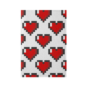Обложка для паспорта матовая кожа с принтом Пиксельные сердечки , натуральная матовая кожа | размер 19,3 х 13,7 см; прозрачные пластиковые крепления | Тематика изображения на принте: 14 | love | валентин | губы | день | любовь | подарок | поцелуй | сердце | страсть | февраль