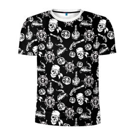 Мужская футболка 3D спортивная с принтом Pirates Pattern , 100% полиэстер с улучшенными характеристиками | приталенный силуэт, круглая горловина, широкие плечи, сужается к линии бедра | паттерн | пиратский | пираты | черно белый