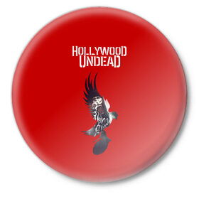 Значок с принтом Hollywood Undead ,  металл | круглая форма, металлическая застежка в виде булавки | Тематика изображения на принте: 