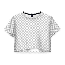 Женская футболка 3D укороченная с принтом Прозрачность , 100% полиэстер | круглая горловина, длина футболки до линии талии, рукава с отворотами | Тематика изображения на принте: opacity | photoshop | transparent | белый | дизайнер | квадратики | клетки | паттрен | прозрачный | серый | фотошоп