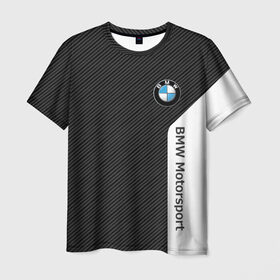 Мужская футболка 3D с принтом BMW Motorsport Carbon , 100% полиэфир | прямой крой, круглый вырез горловины, длина до линии бедер | bmw | bmw motorsport | bmw performance | carbon | m | motorsport | performance | sport | бмв | карбон | моторспорт | спорт