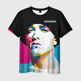Мужская футболка 3D с принтом Eminem , 100% полиэфир | прямой крой, круглый вырез горловины, длина до линии бедер | actor | american | art | bright | colors | composer | eminem | music | pop | producer | rap | rapper | record | актёр | американский | арт | искусство | композитор | музыка | музыкальный продюсер | поп | рэп | рэпер | цвета | яркие