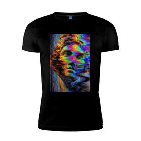 Мужская футболка премиум с принтом Pixel art , 92% хлопок, 8% лайкра | приталенный силуэт, круглый вырез ворота, длина до линии бедра, короткий рукав | Тематика изображения на принте:  vaporwave | вебпанк | пиксель | скульптура