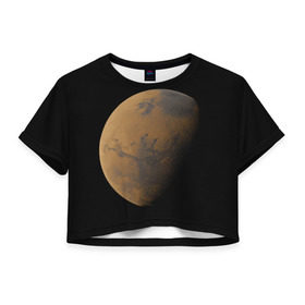 Женская футболка 3D укороченная с принтом Марс , 100% полиэстер | круглая горловина, длина футболки до линии талии, рукава с отворотами | Тематика изображения на принте: elon musk | space x | spacex | будущее | вселенная | вулкан | долина | илон маск | космические | космос | красная планета | кратер | маринер | марсиане | марсианин | небес | новый дом | путешествия | роскосмос